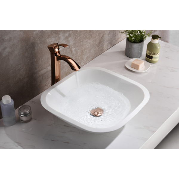 ANZZI LS-AZ034 Egret Series Round Glass Bathroom Vessel Sink In White