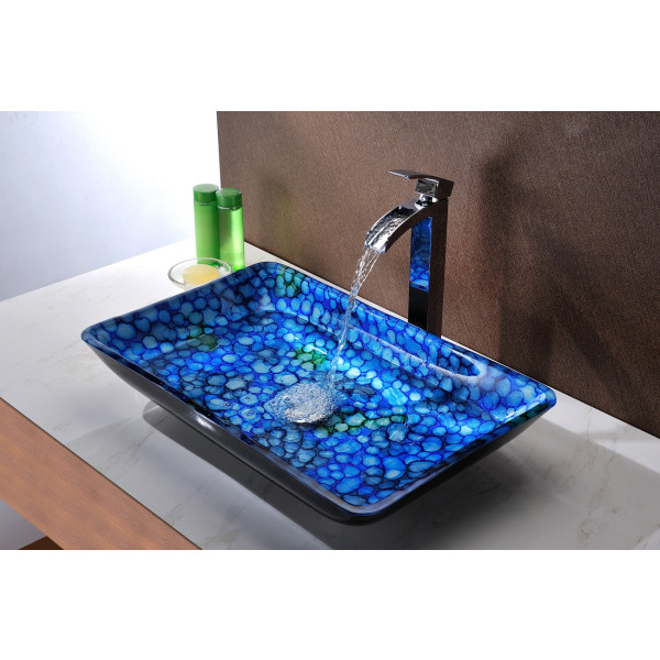 ANZZI LS-AZ053 Assai Series Deco-Glass Vessel Sink In Lustrous Blue