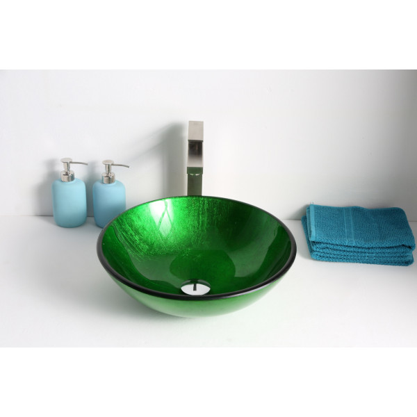 ANZZI LS-AZ077 Melody Series Deco-Glass Vessel Sink In Lustrous Green