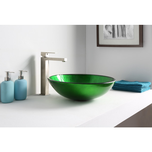 ANZZI LS-AZ077 Melody Series Deco-Glass Vessel Sink In Lustrous Green