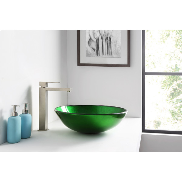 ANZZI LS-AZ077 Melody Series Deco-Glass Vessel Sink In Lustrous Green