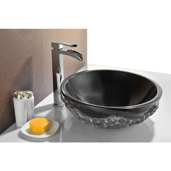 ANZZI LS-AZ136 Dragons Crest Modern Vessel Sink In Polished Black Jade