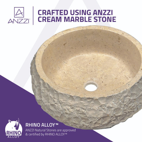 ANZZI LS-AZ149 Desert Ash Handcrafted Vessel Sink In Classic Cream Marble