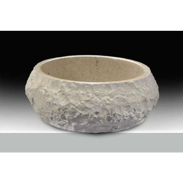 ANZZI LS-AZ149 Desert Ash Handcrafted Vessel Sink In Classic Cream Marble