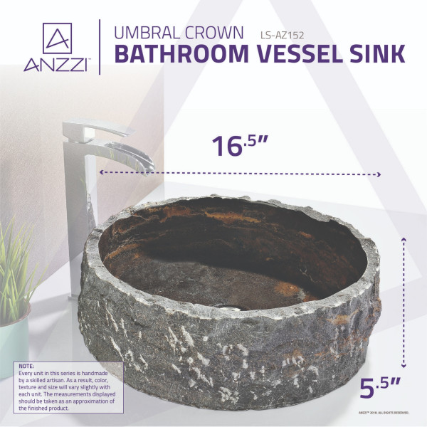 ANZZI LS-AZ152 Umbral Crown Natural Stone Vessel Sink In Blue Stone