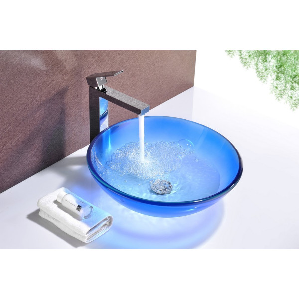 ANZZI LS-AZ168 Stellar Series Deco-Glass Vessel Sink In Caribbean Shore