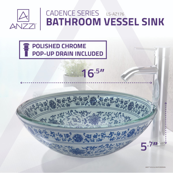 ANZZI LS-AZ176 Cadence Series Handcrafted Vessel Sink In Décor White