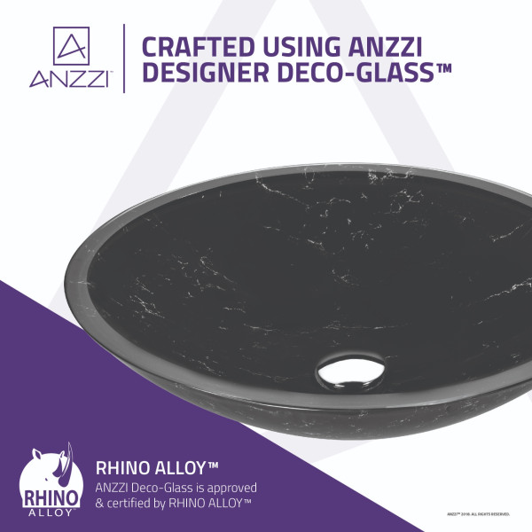 ANZZI LS-AZ177 Marbela Series Deco-Glass Vessel Sink In Marbled Black