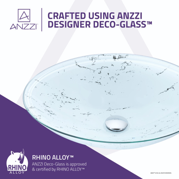 ANZZI LS-AZ178 Marbela Series Deco-Glass Vessel Sink In Marbled White