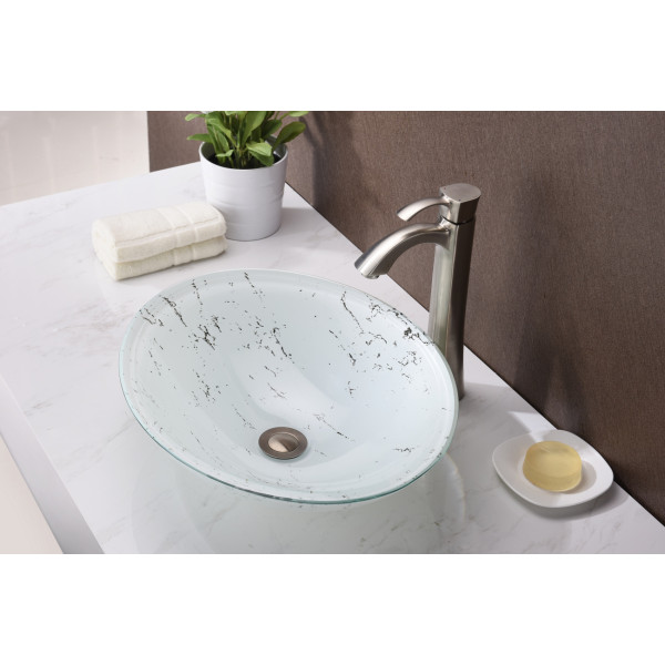 ANZZI LS-AZ178 Marbela Series Deco-Glass Vessel Sink In Marbled White