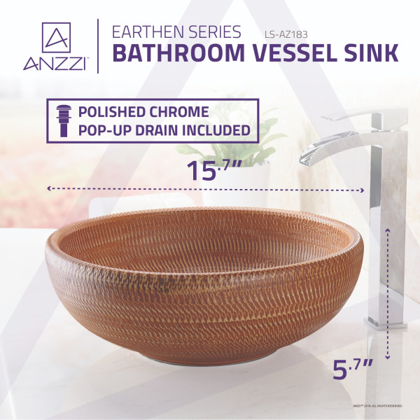 ANZZI LS-AZ183 Earthen Series Deco-Glass Vessel Sink In Creamy Beige