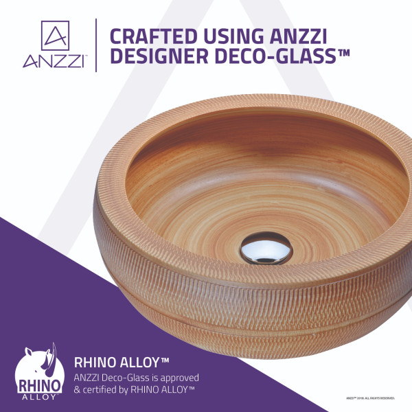 ANZZI LS-AZ189 Regalia Series Deco-Glass Vessel Sink In Styled Chestnut