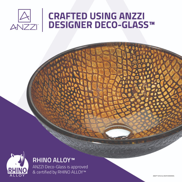 ANZZI LS-AZ199 Nile Series Handcrafted Deco-Glass VesselSink In Rugged Hide