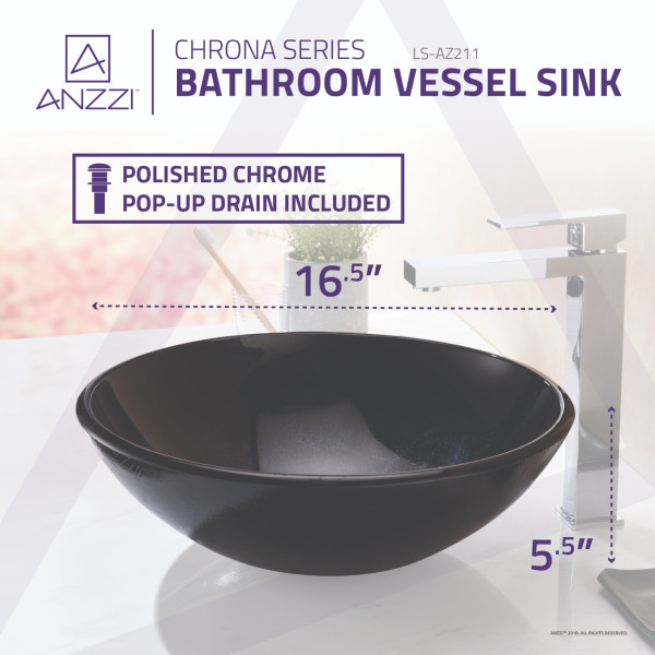 ANZZI LS-AZ211 Chrona Series Deco-Glass Vessel Sink In Starlit Midnight