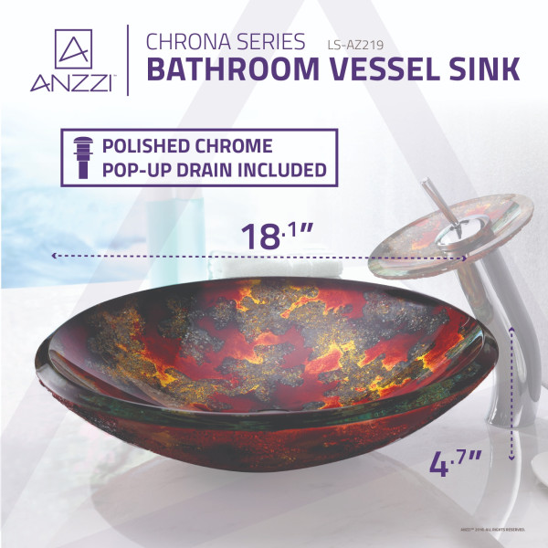 ANZZI LS-AZ219 Chrona Series Deco-Glass Vessel Sink In Hardened Magma