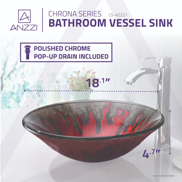 ANZZI LS-AZ221 Chrona Series Tempered Deco-Glass Vessel Sink In Coronal Red