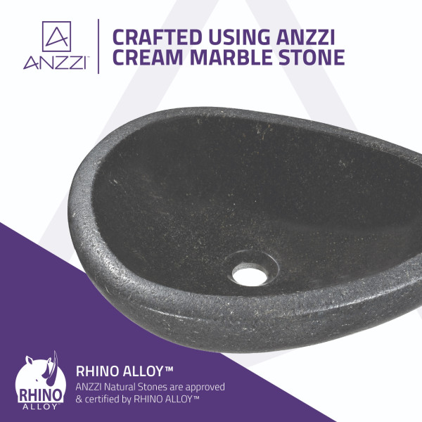 ANZZI LS-AZ227 Opal Peak Tempered Deco-Glass Vessel Sink In Desert Black