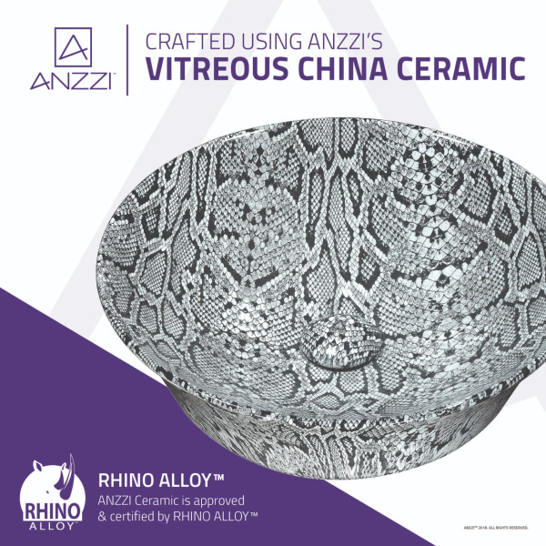 ANZZI LS-AZ232 Diamond Back Crown Ceramic VesselSink In Diamond Back Finish