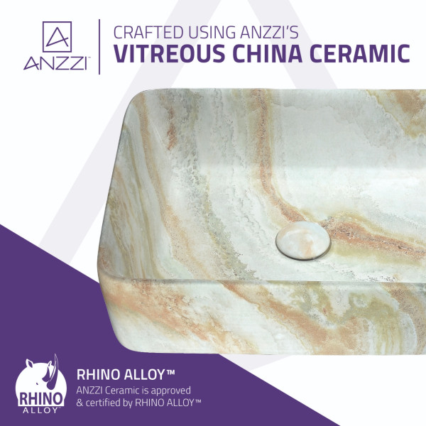 ANZZI LS-AZ241 Marbled Series Ceramic Vessel Sink In Marbled Earth Finish