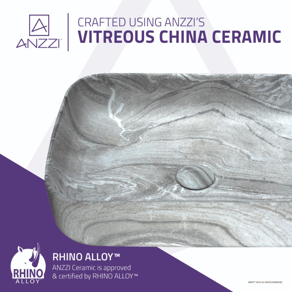 ANZZI LS-AZ242 Marbled Series Ceramic Vessel Sink In Marbled Ash Finish