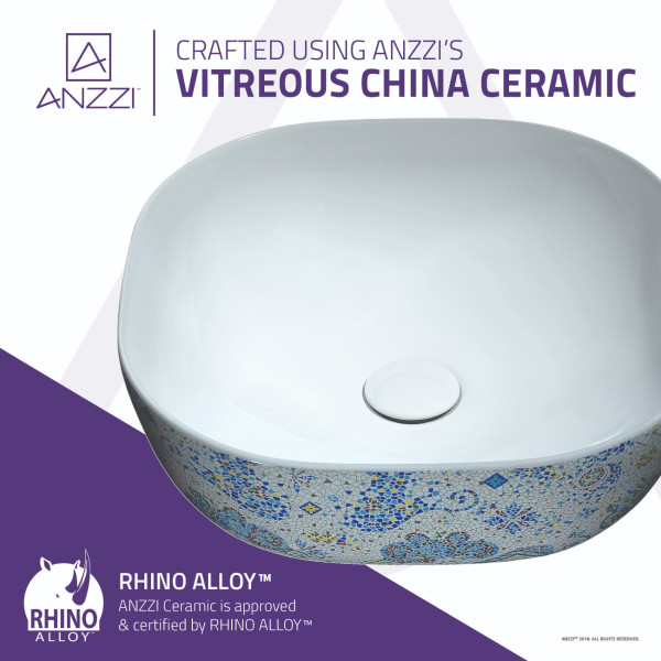 ANZZI LS-AZ245 Byzantian Ceramic Vessel Sink In Byzantine Mosaic Finish