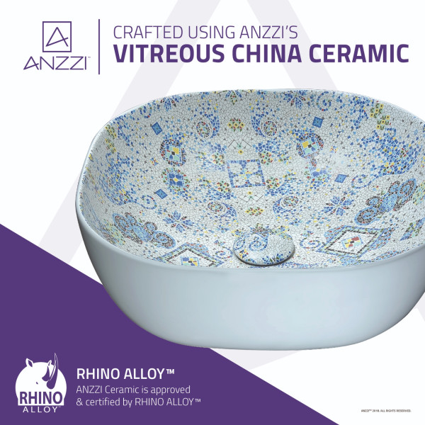 ANZZI LS-AZ246 Byzantian Ceramic Vessel Sink In Byzantine Mosaic Finish