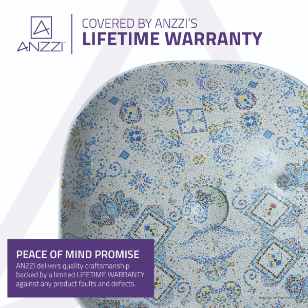 ANZZI LS-AZ246 Byzantian Ceramic Vessel Sink In Byzantine Mosaic Finish