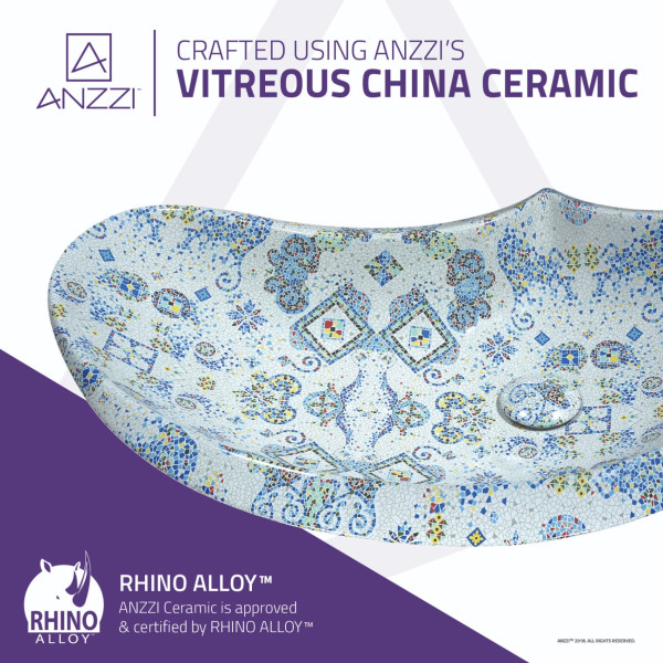 ANZZI LS-AZ251 Byzantian Ceramic Vessel Sink In Byzantine Mosaic Finish