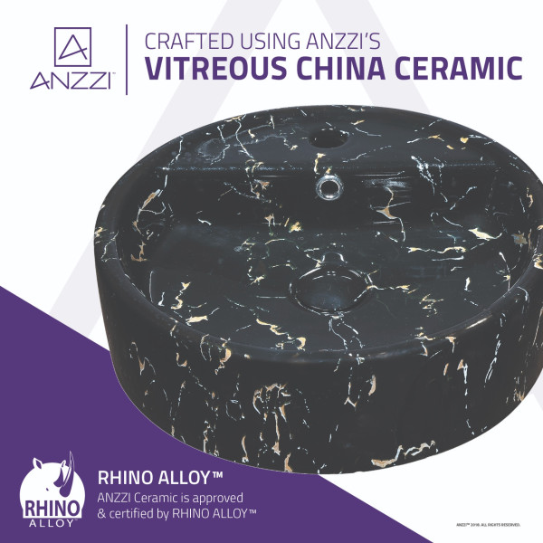 ANZZI LS-AZ256 Rhapsody Series Ceramic Vessel Sink In Neolith Marble Finish