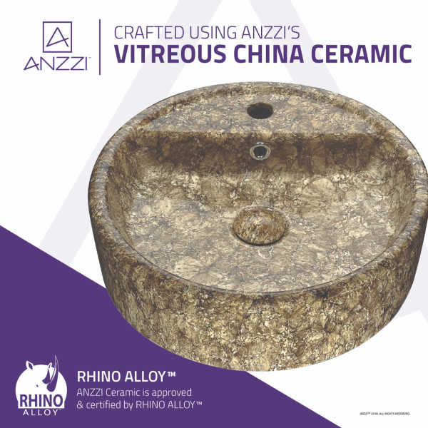 ANZZI LS-AZ257 Rhapsody Series Ceramic Vessel Sink In Neolith Marble Finish