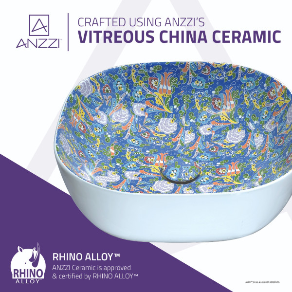 ANZZI LS-AZ259 Byzantian Series Ceramic Vessel Sink In Mosaic Blue