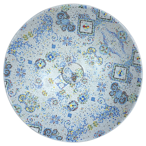 ANZZI LS-AZ260 Byzantian Series Ceramic Vessel Sink In Mosaic White