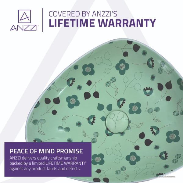 ANZZI LS-AZ262 Franco Series Ceramic Vessel Sink In Floral Mint Green