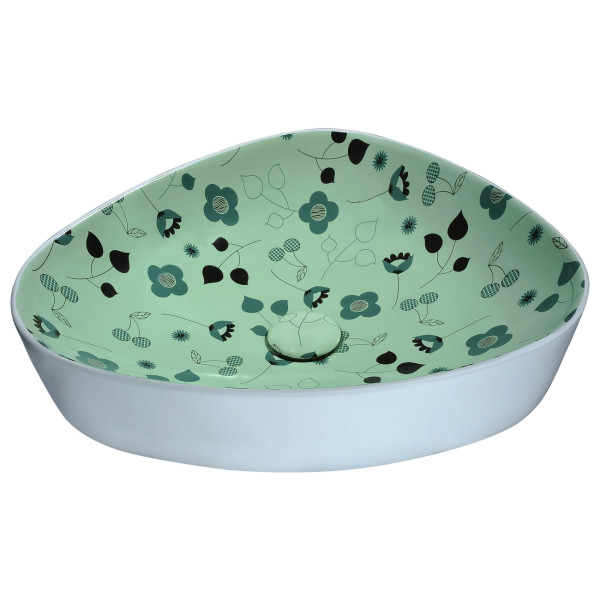 ANZZI LS-AZ262 Franco Series Ceramic Vessel Sink In Floral Mint Green