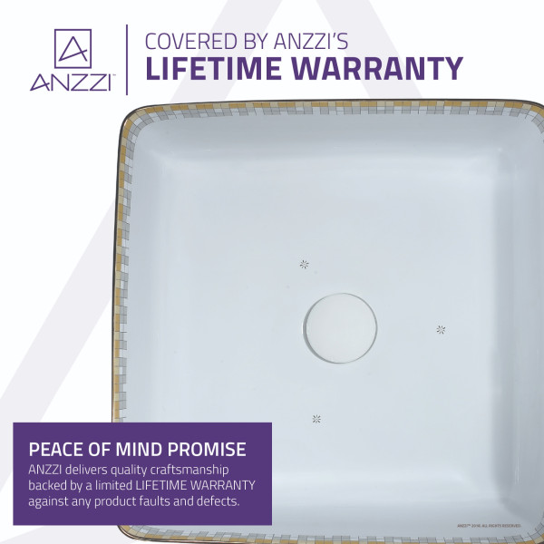 ANZZI LS-AZ265 Byzantian Series Ceramic Vessel Sink In Mosaic Gold