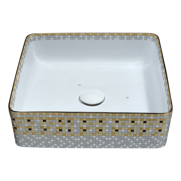 ANZZI LS-AZ265 Byzantian Series Ceramic Vessel Sink In Mosaic Gold