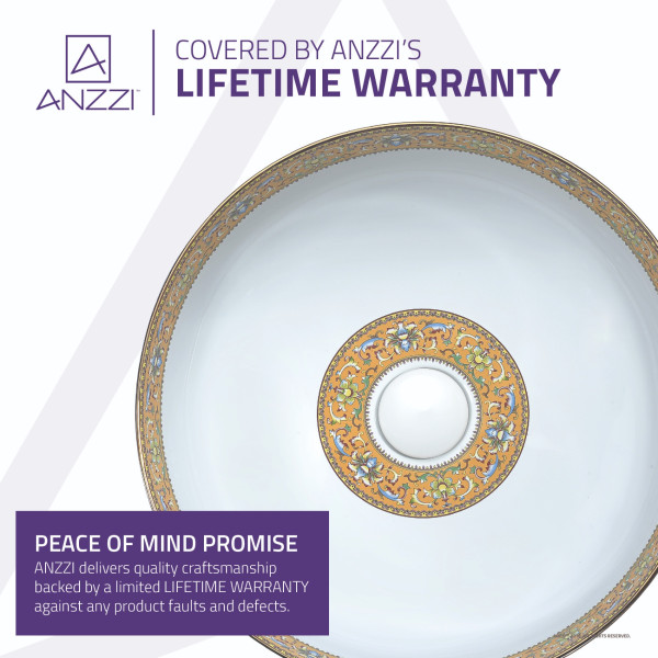 ANZZI LS-AZ266 Byzantian Series Ceramic Vessel Sink In Mosaic Gold