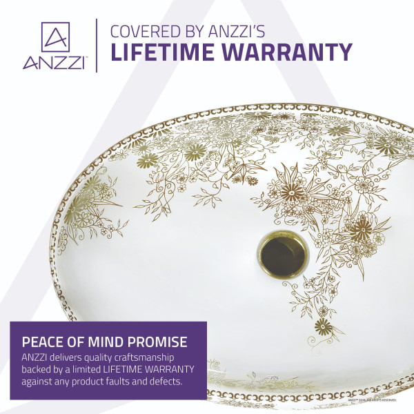 ANZZI LS-AZ267 Breeze Vitreous China Ceramic Vessel Sink In Floral Gold
