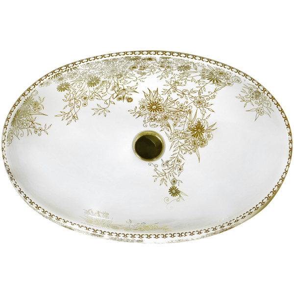 ANZZI LS-AZ267 Breeze Vitreous China Ceramic Vessel Sink In Floral Gold