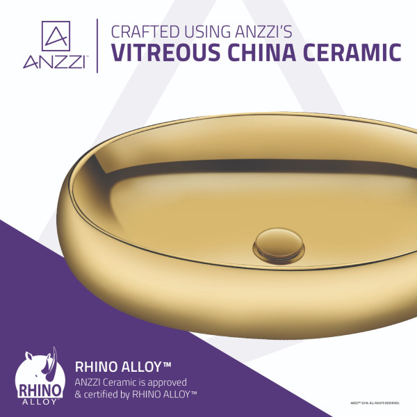 ANZZI LS-AZ270 Prussian Series Vitreous China Ceramic Vessel Sink In Gold