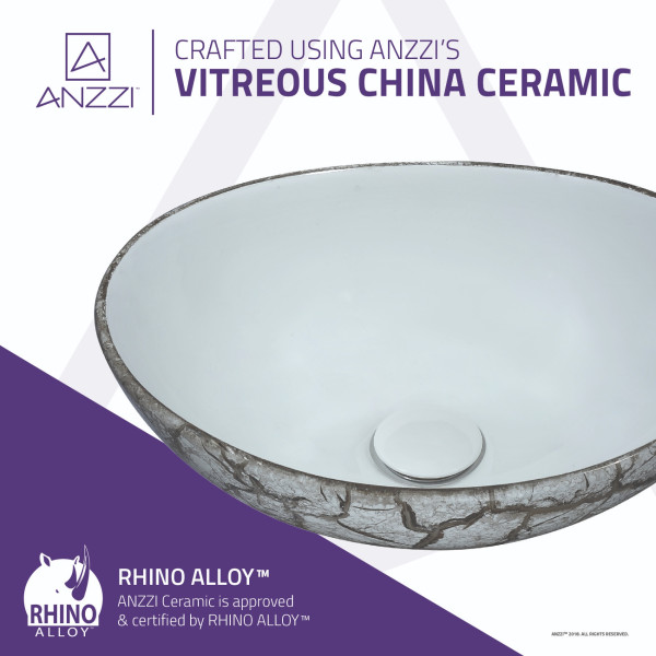 ANZZI LS-AZ272 Sona Series Vitreous China Ceramic Vessel Sink In Grey