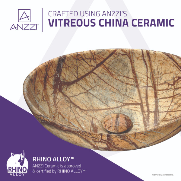 ANZZI LS-AZ277 Sona Vitreous China Ceramic Vessel Sink In Marbled Adobe
