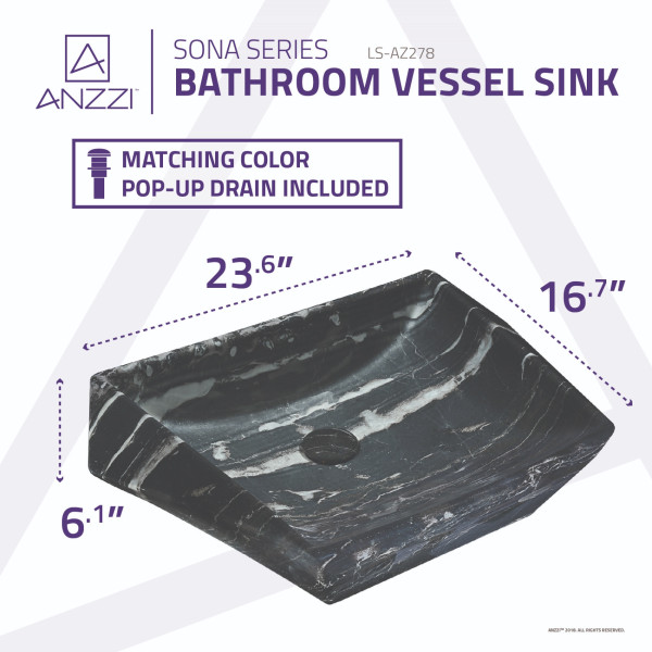 ANZZI LS-AZ278 Sona Vitreous China Ceramic Vessel Sink In Marbled Adobe