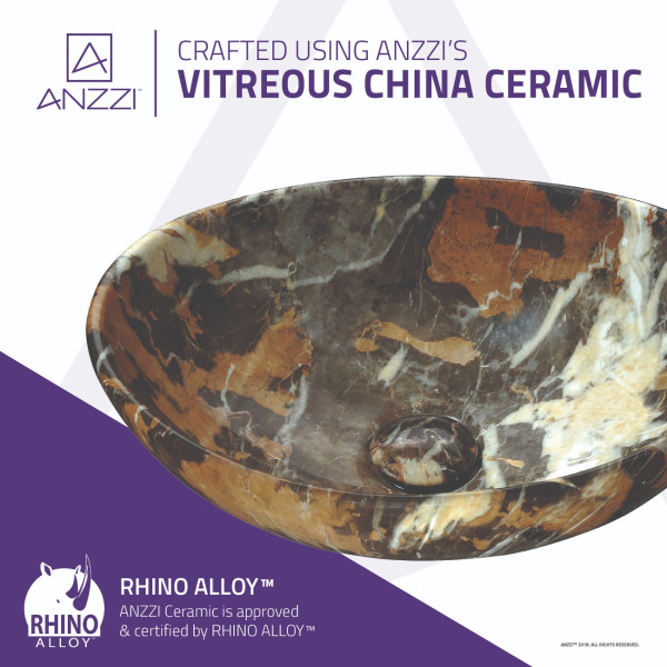 ANZZI LS-AZ279 Sona Vitreous China Ceramic Vessel Sink In Marbled Adobe