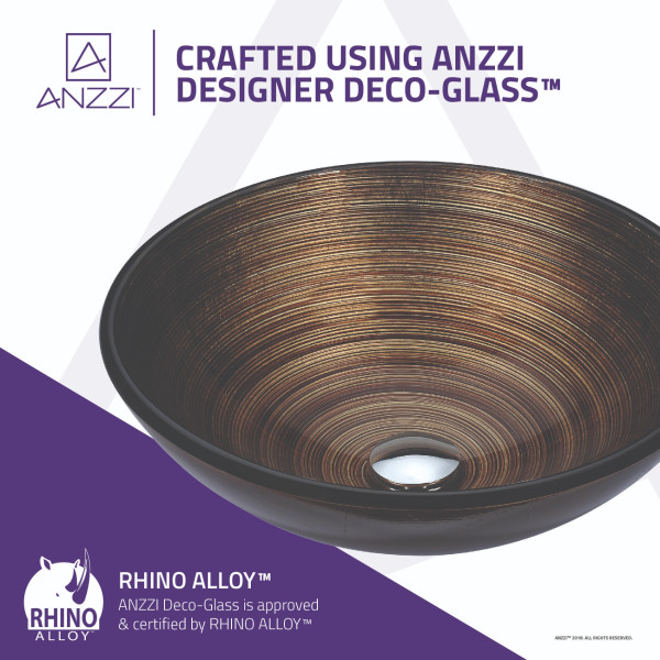 ANZZI LS-AZ284 Posh Series Deco-Glass Vessel Sink In Radial Umber