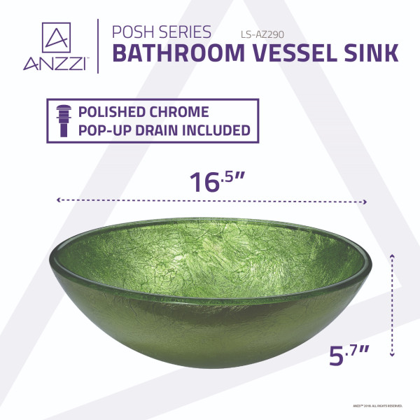ANZZI LS-AZ290 Posh Series Deco-Glass Vessel Sink In Golden Green