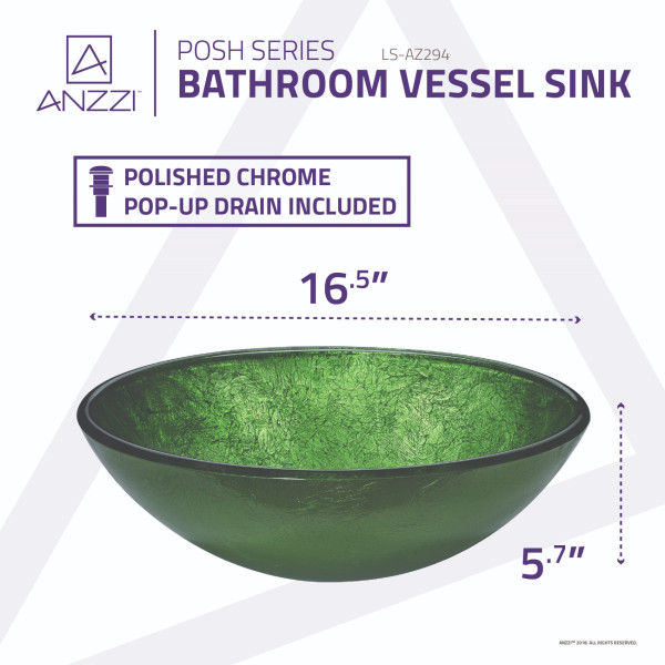 ANZZI LS-AZ294 Posh Series Deco-Glass Vessel Sink In Celestial Green