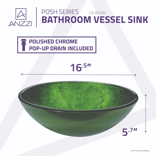 ANZZI LS-AZ295 Posh Series Deco-Glass Vessel Sink In Verdure Green