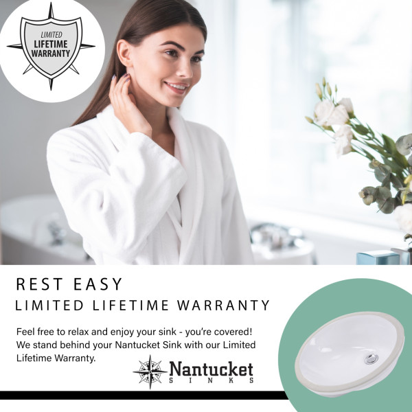 Nantucket Sinks UM-19x11 Undermount Ceramic Rectangle Vanity Sink