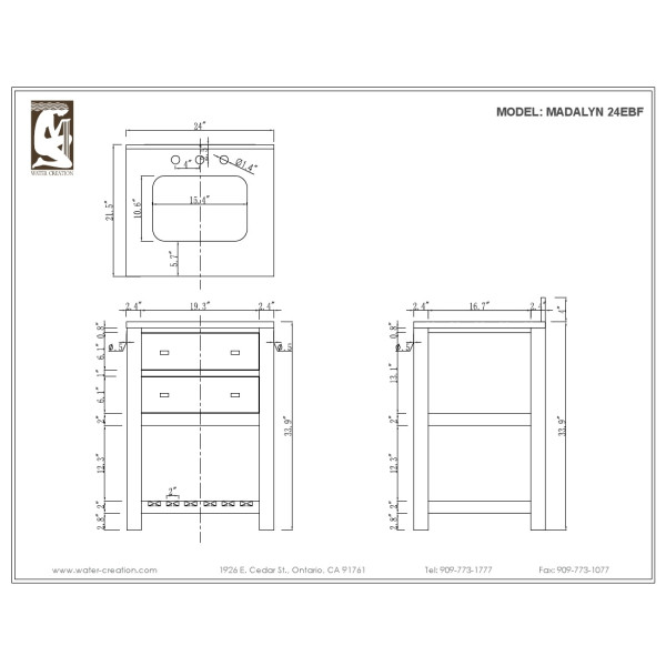 Water Creation Madalyn 24EBF Espresso Single Sink Vanity W/ Mirror & Faucet